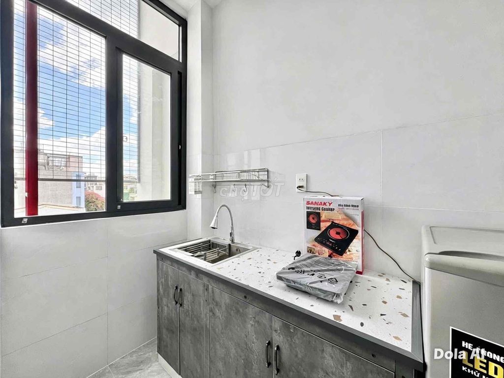 A kitchen bedroom, full interior.