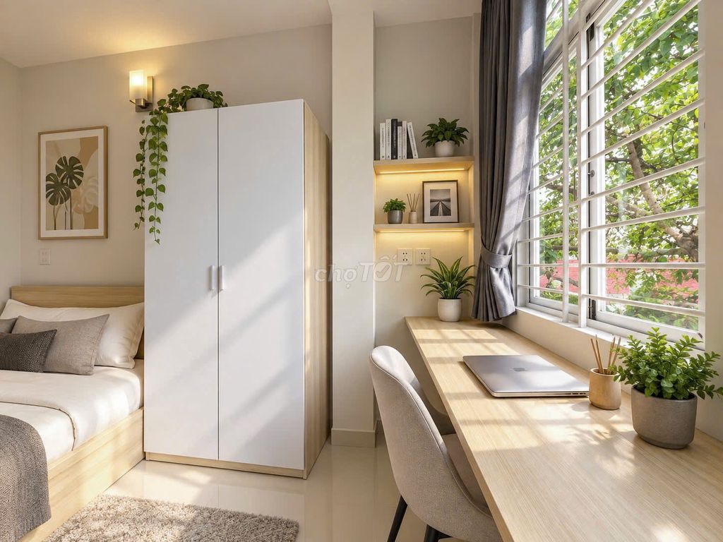 Nice new service apartment full of furniture cupping balconies window pads for sunlight.