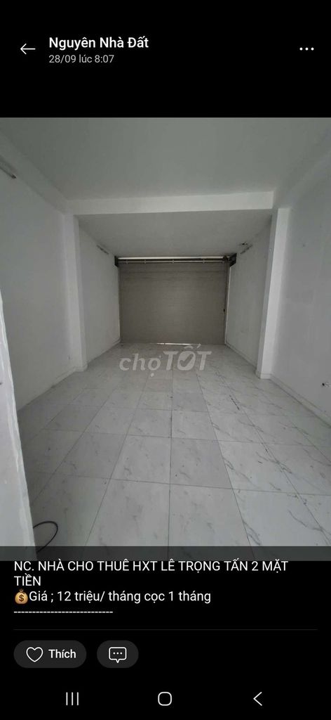 Rent 5 x 20 meters a floor 3 bedroom 3 hext Lê Trọng Tấn toilet