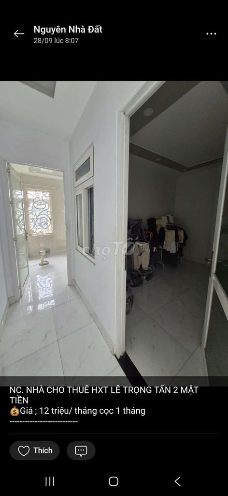 Rent 5 x 20 meters a floor 3 bedroom 3 hext Lê Trọng Tấn toilet
