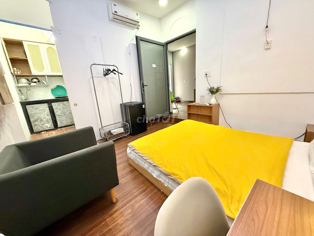 The studio is a kitchen room in the villa.