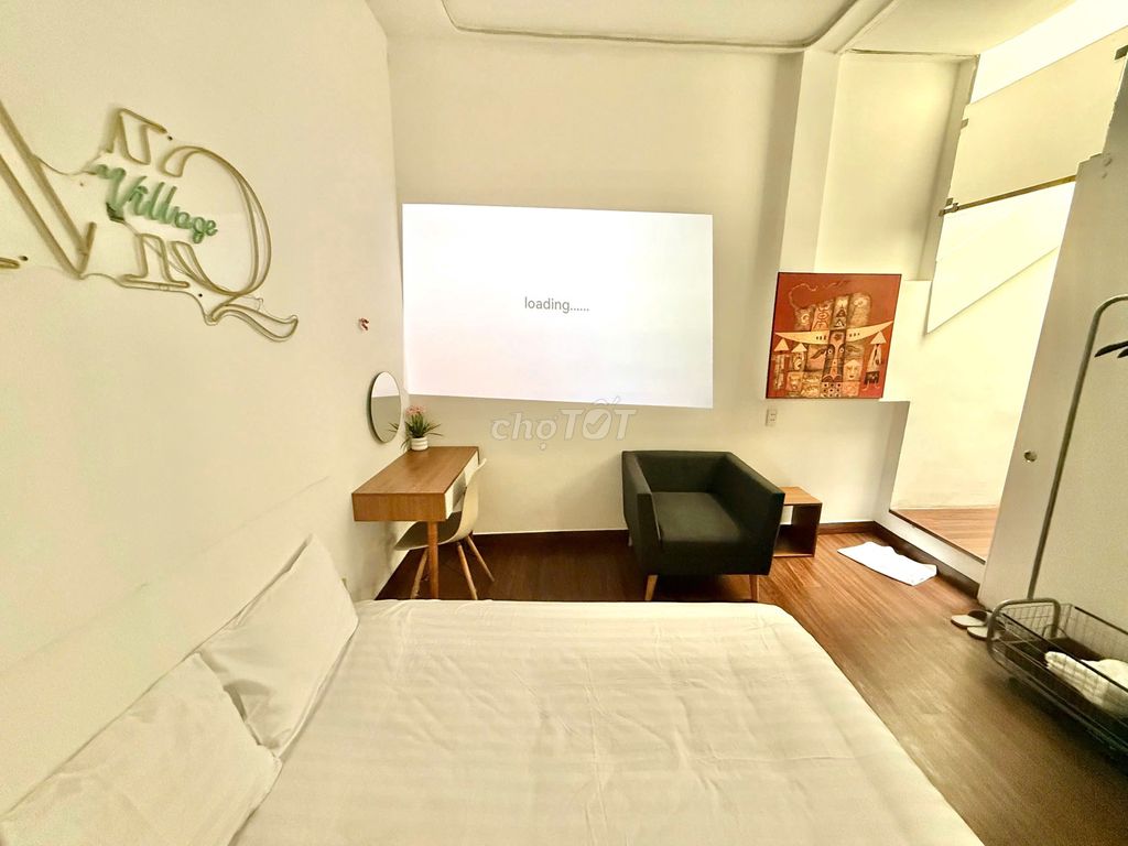 The studio is a kitchen room in the villa.