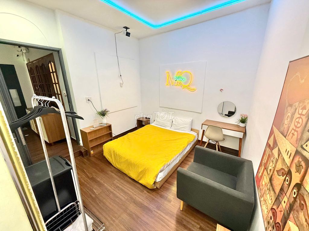 The studio is a kitchen room in the villa.