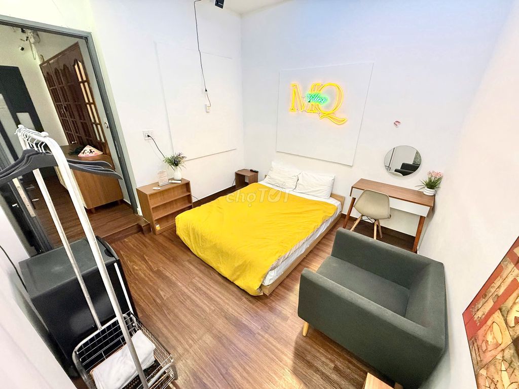 The studio is a kitchen room in the villa.