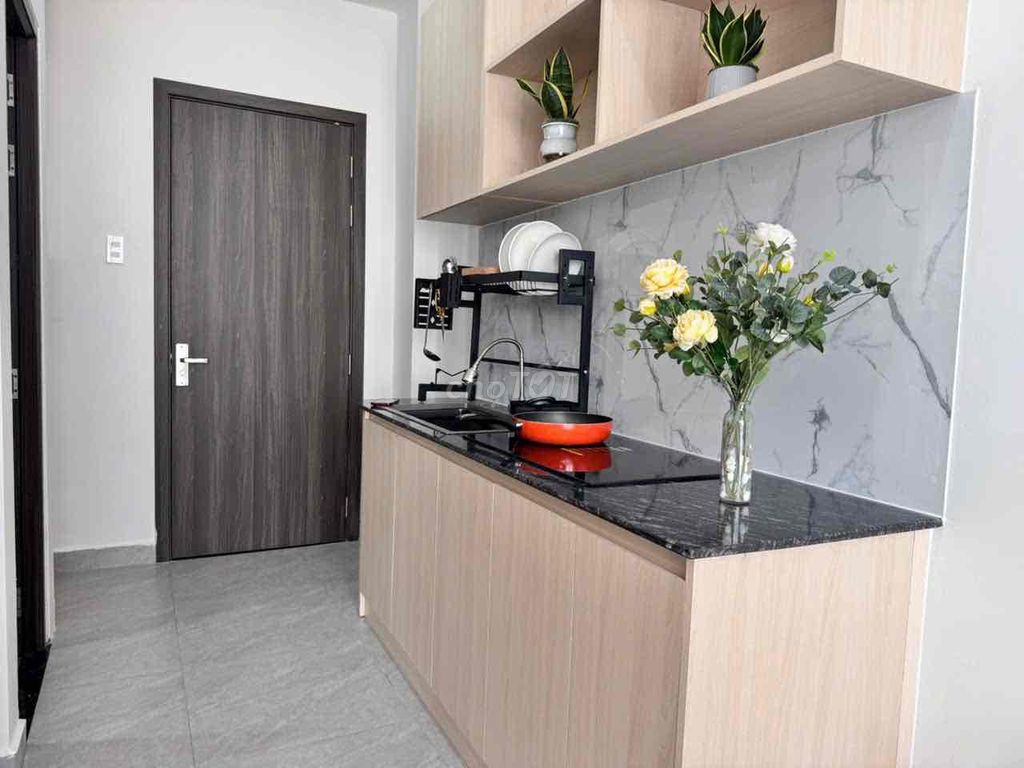 The mini apartment has a beautiful interior balcony elevator in Saigon.
