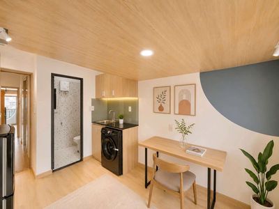 Rent a full interior of a new home washing machine.