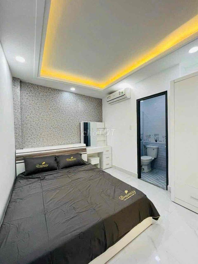 Two floors up the roof. Three bedrooms. Three toilets with basic interiors.