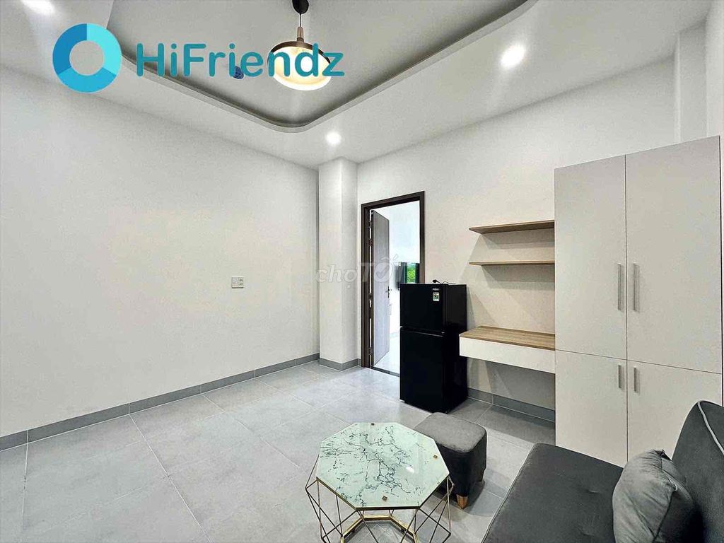 A full bedroom. A wide kitchen.