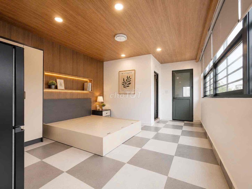 available balcony studio - full interior - kitchen split