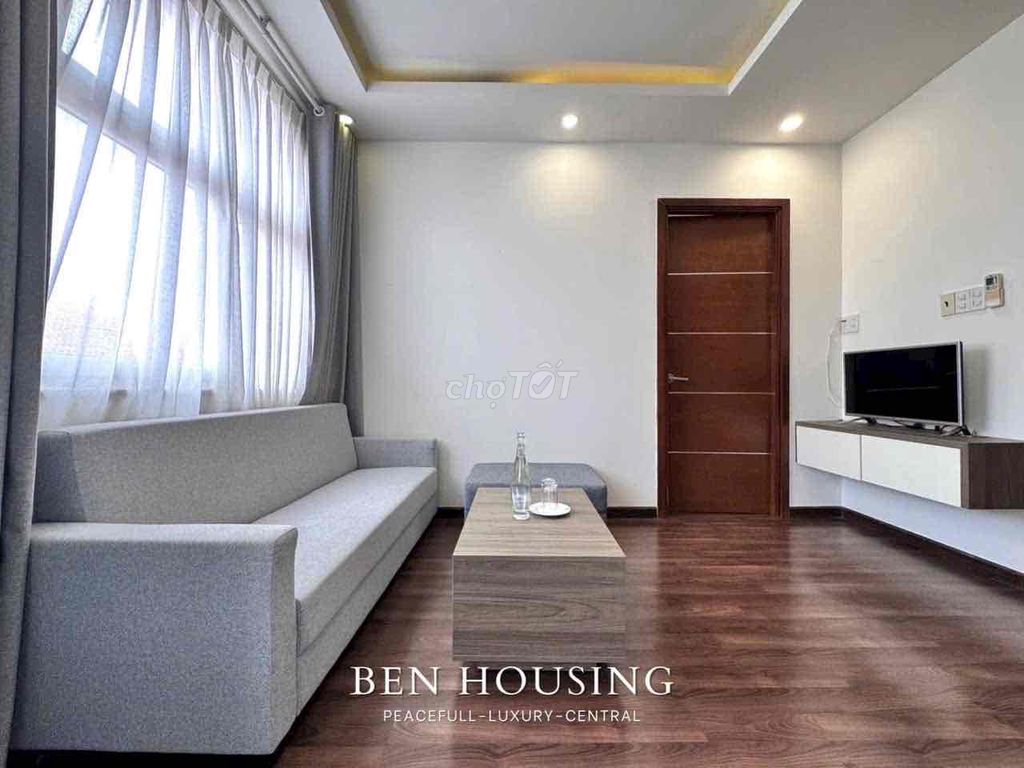In one bedroom, a cool garden living room.