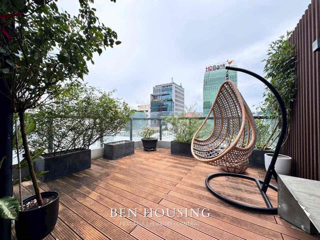 In one bedroom, a cool garden living room.