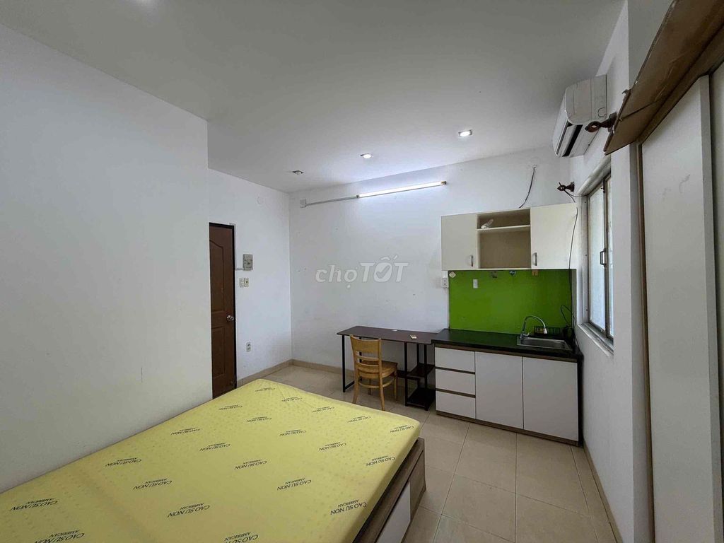 rented studio full interior - open sky window Tô Hiệu near lot