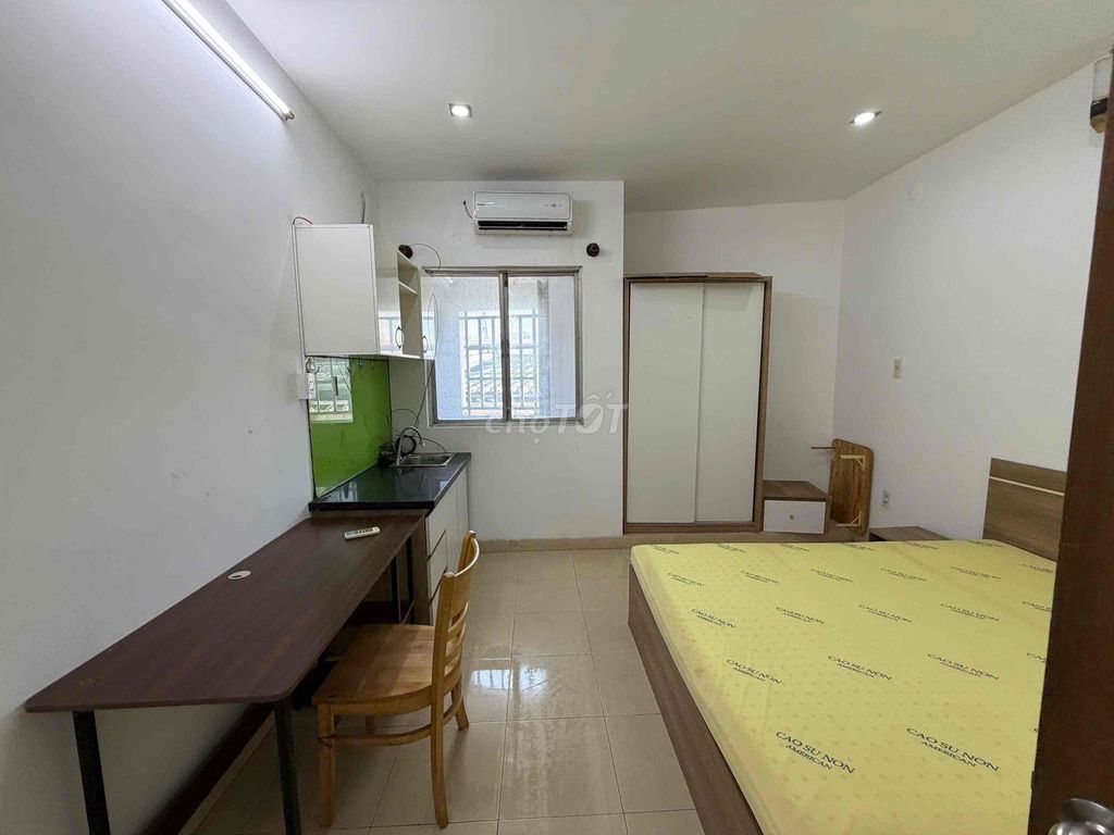 rented studio full interior - open sky window Tô Hiệu near lot
