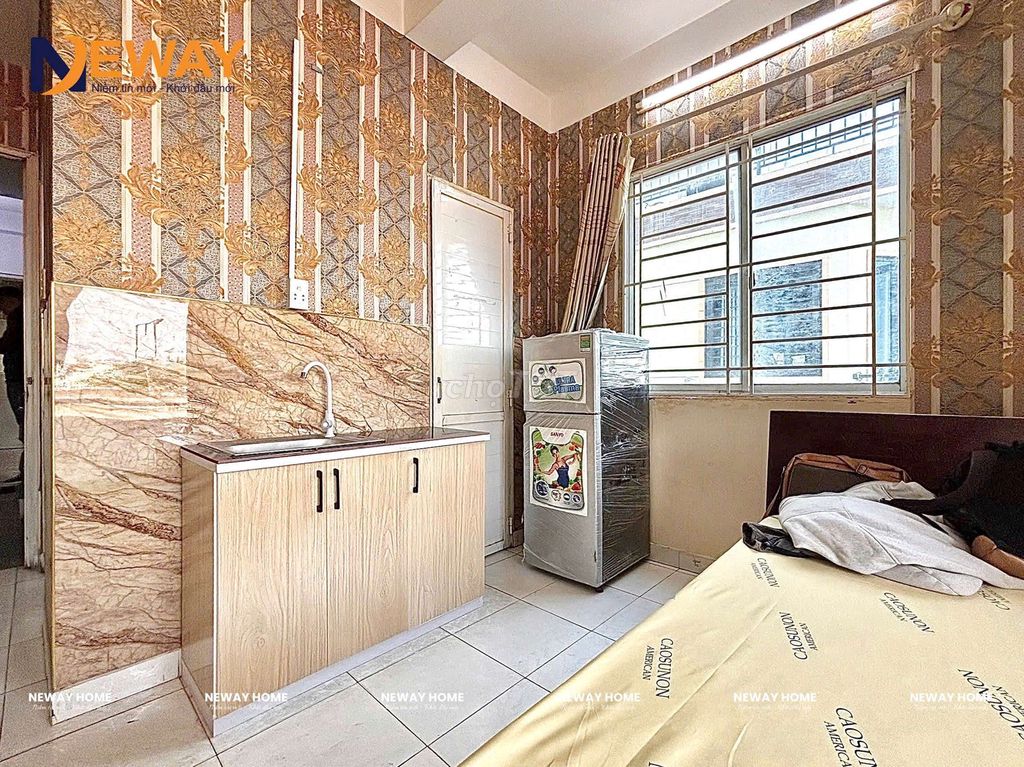 The balcony apartment in the shower dress.