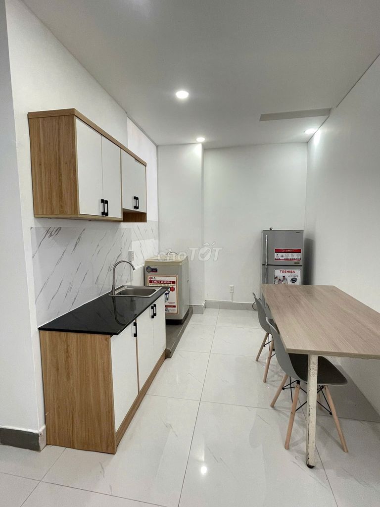 Room full furniture, kitchen cup, cool wide balcony