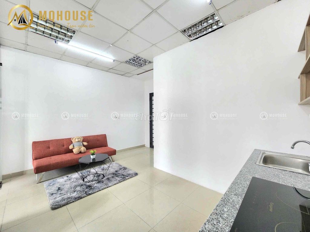 Two bedrooms one room. Full glass with curtains.