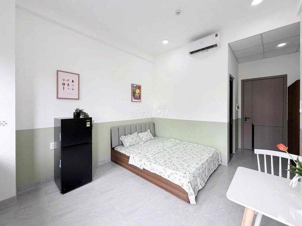 The new studio, open windows, basic interior -- one room available.
