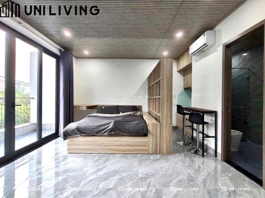 The new apartment has a balcony.