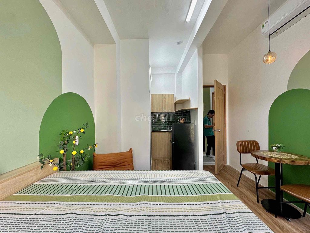 The balcony studio is at the airport.