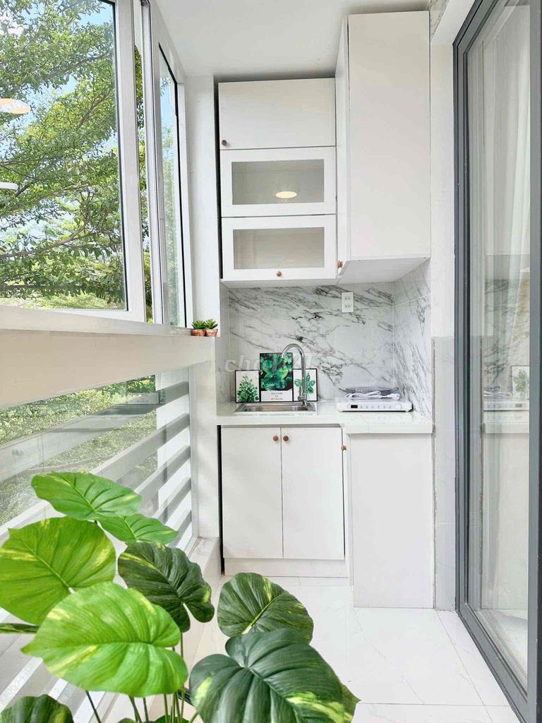 The open-cost balcony studio, full interior -- right in the middle of the 7th district.