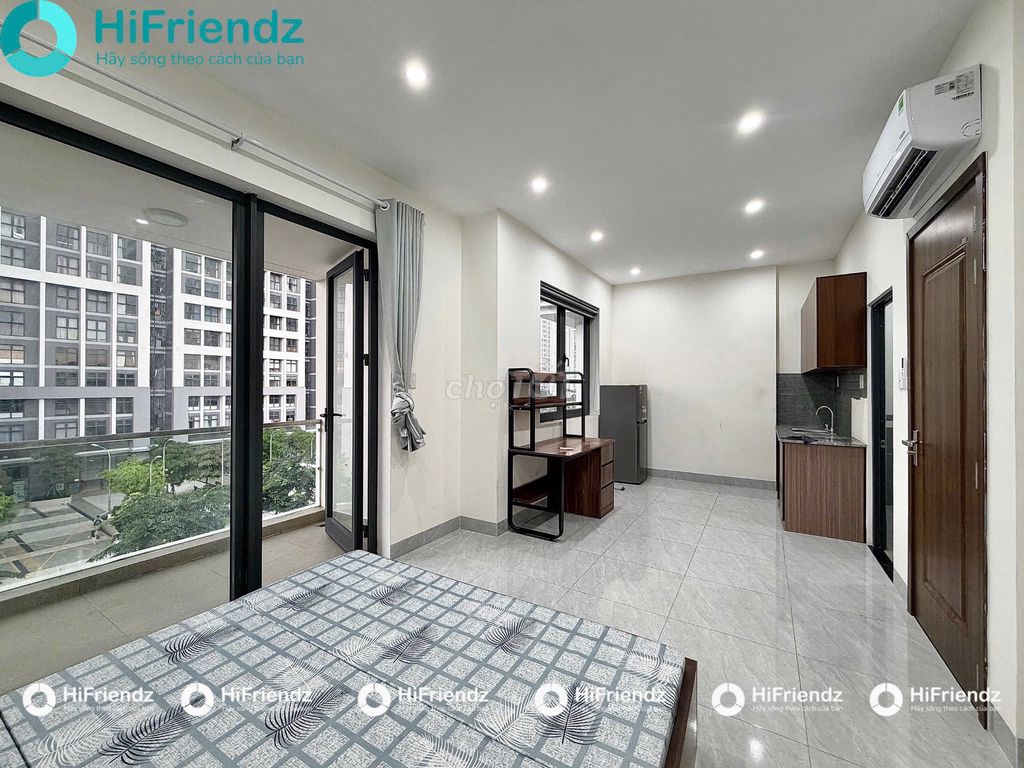 Rent the studio service apartment, basic interior, cool balcony