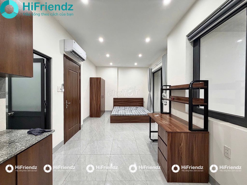 Rent the studio service apartment, basic interior, cool balcony