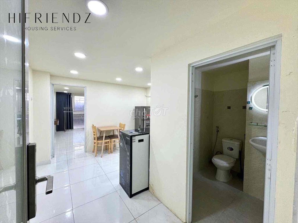 A mini apartment in a bedroom near a medical university, using a medium.