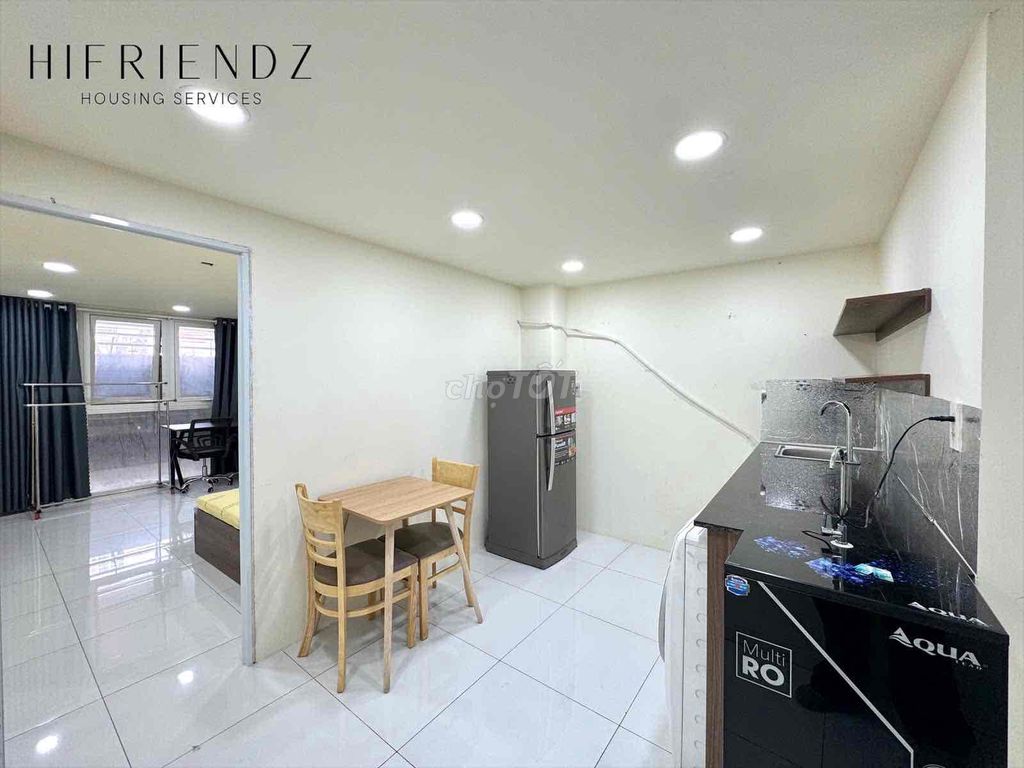 A mini apartment in a bedroom near a medical university, using a medium.