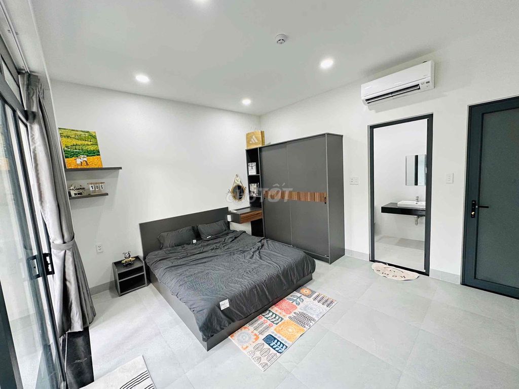 The studio. A bedroom in the capital residence.