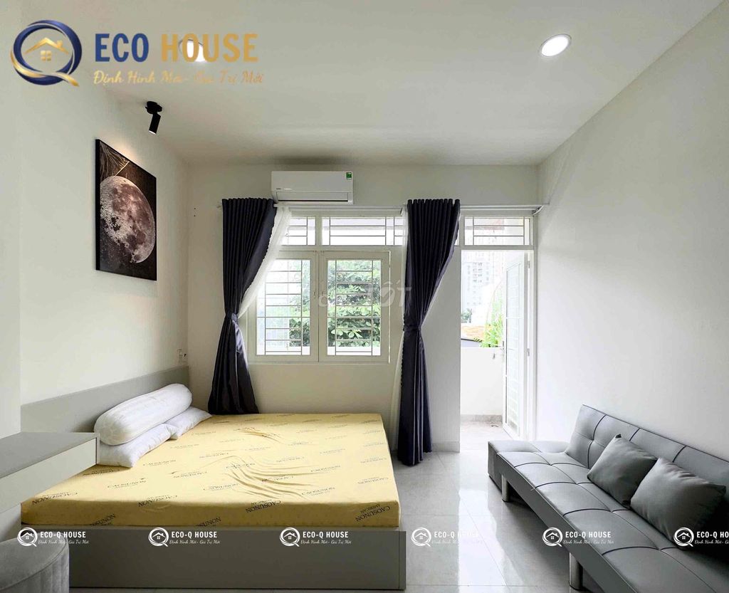 empty mini one bedroom - balcony - full interior - kitchen cup