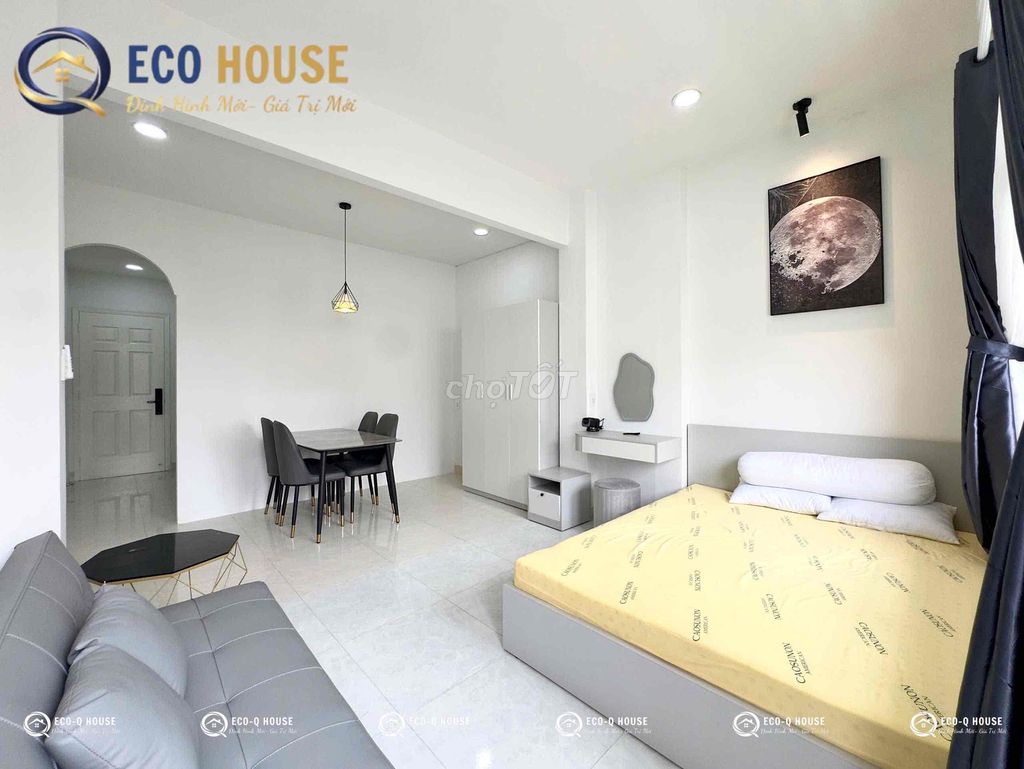 empty mini one bedroom - balcony - full interior - kitchen cup