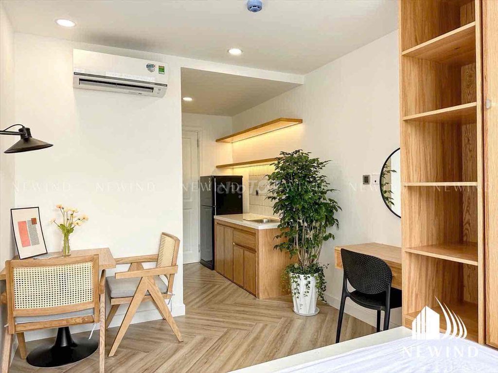A cool studio apartment, 100 percent fresh in the third quarter, full of furniture.