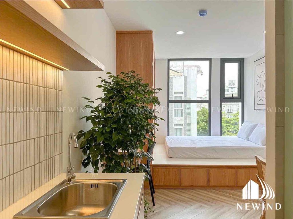 A cool studio apartment, 100 percent fresh in the third quarter, full of furniture.