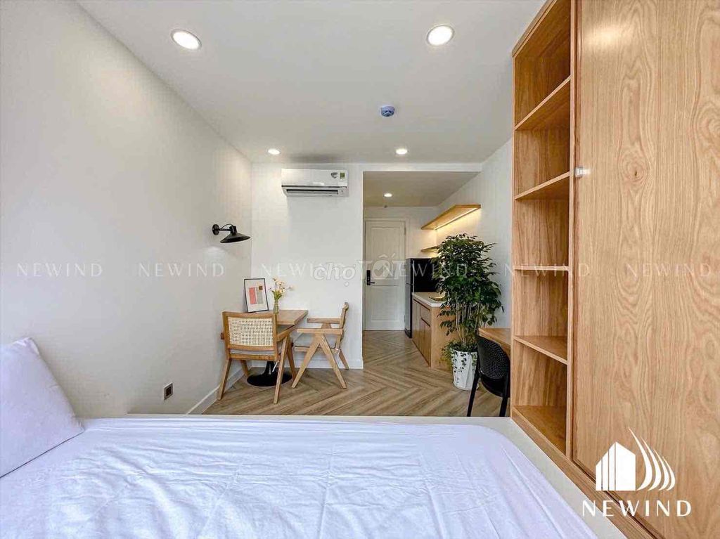 A cool studio apartment, 100 percent fresh in the third quarter, full of furniture.