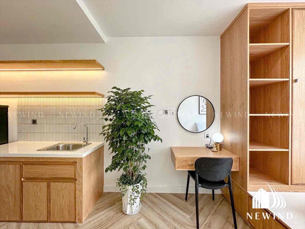 A cool studio apartment, 100 percent fresh in the third quarter, full of furniture.
