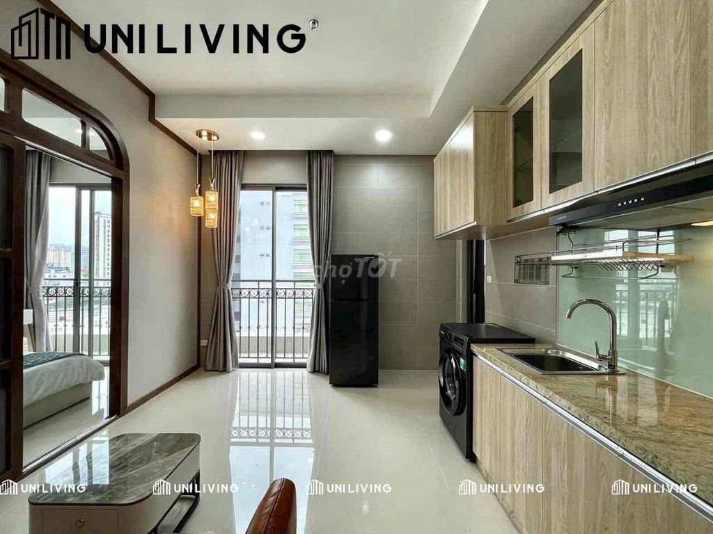 A mini apartment. A high-level interior bedroom. Two balconys, low-tolerance van.