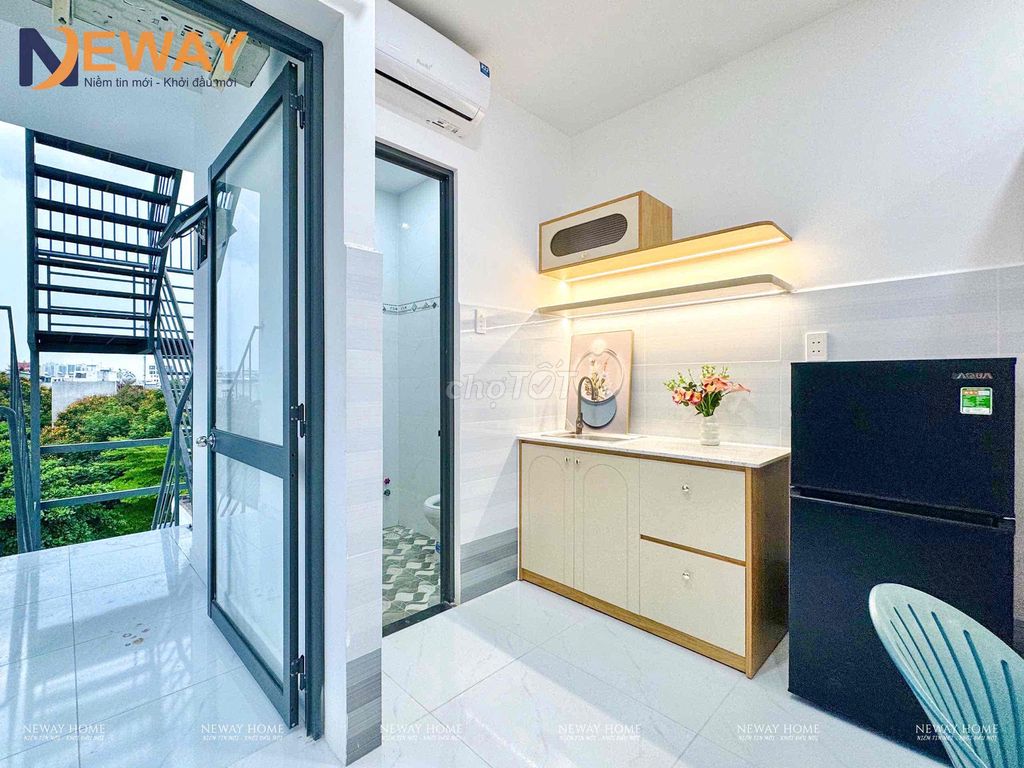 The balcony studio is Âu Cơ - black copper - new home, private washing machine