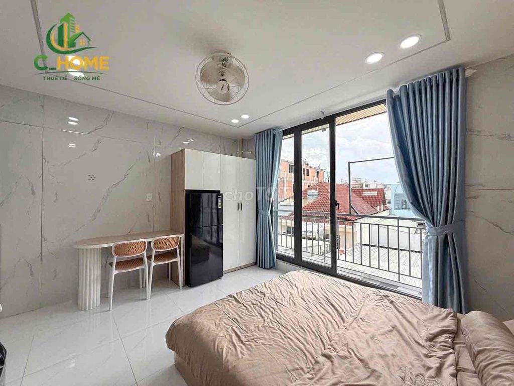 High-level service apartment full interior of the big balcony washing machine near the charity college