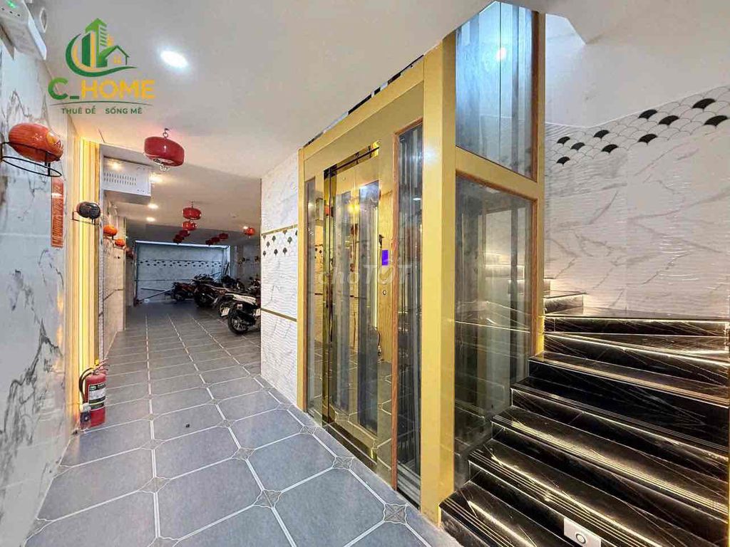 High-level service apartment full interior of the big balcony washing machine near the charity college