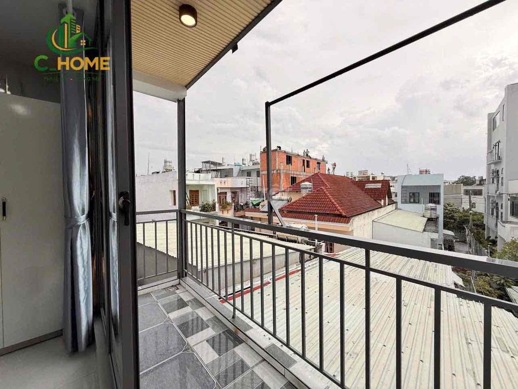 High-level service apartment full interior of the big balcony washing machine near the charity college