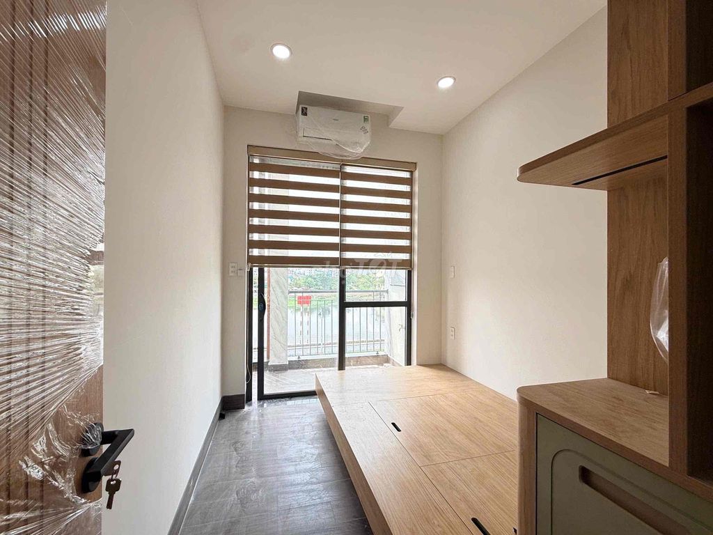 New apartment built full interior The open, cool window negotiates