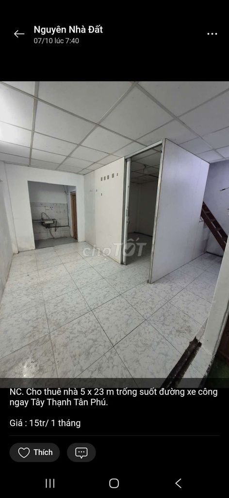 Rent a cash house 5 x23 meters of public road right on Tây Thạnh.