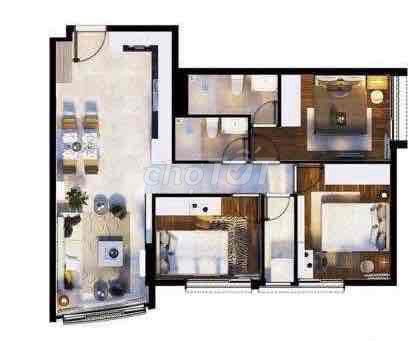 Rent the apartment three bedrooms. Two toilets, good price.