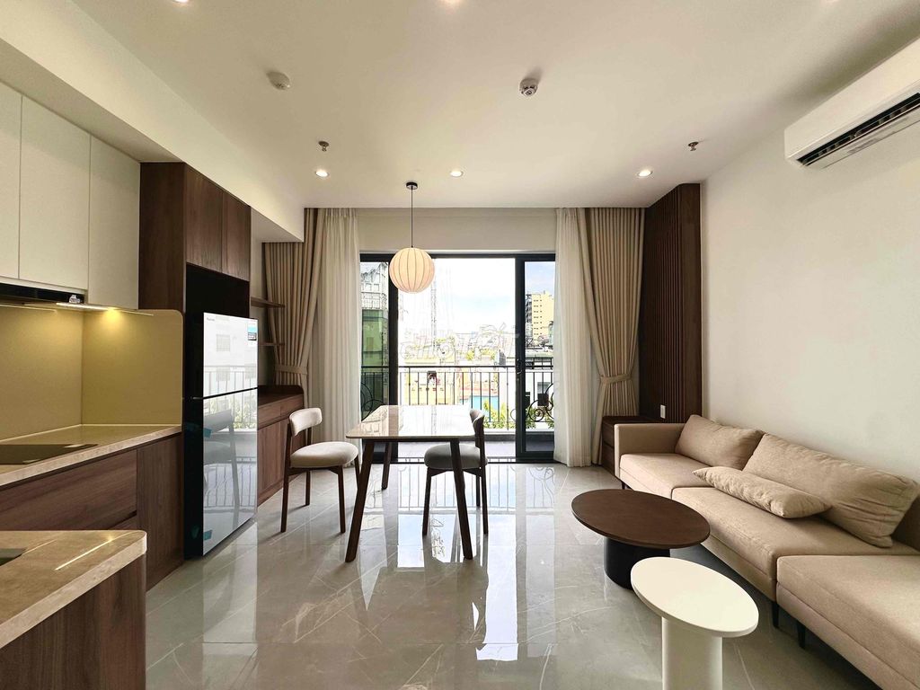 Rent a service apartment. A full interior bedroom.