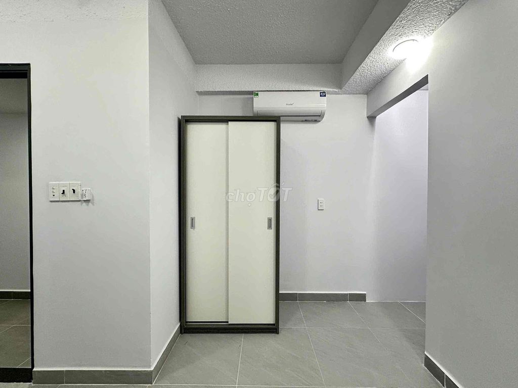 The mini apartment. One bedroom, wide open kitchen under ground.