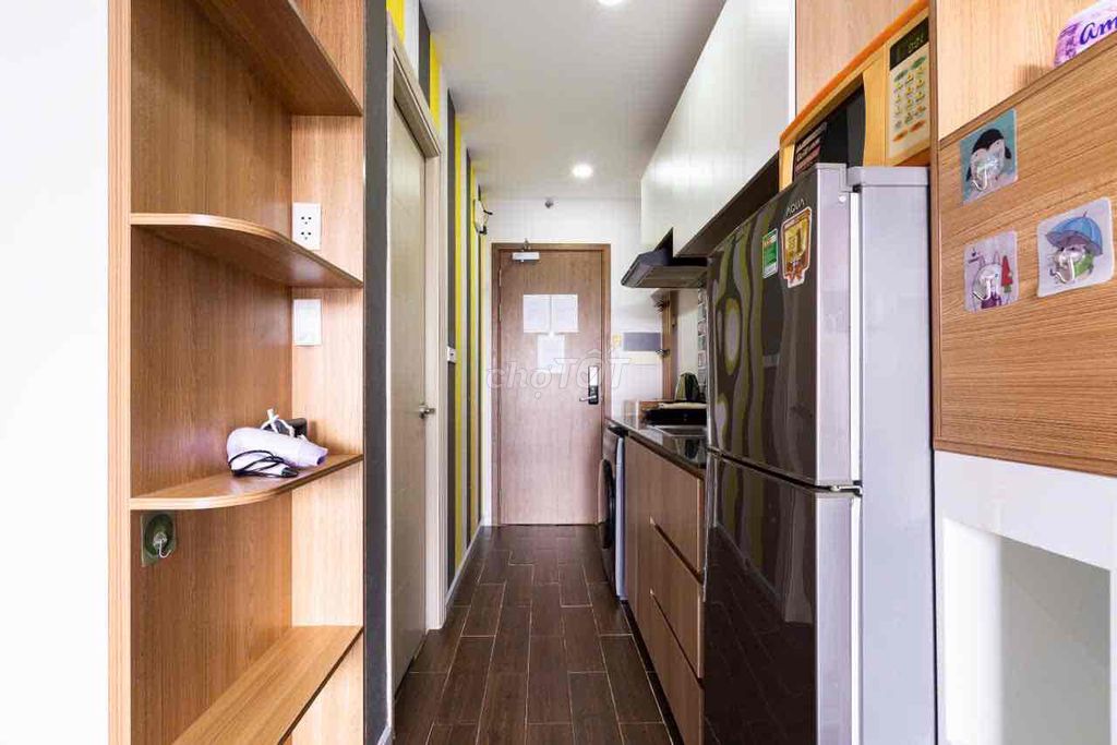 The studio apartment has a full balconies. Masteri Millennium.