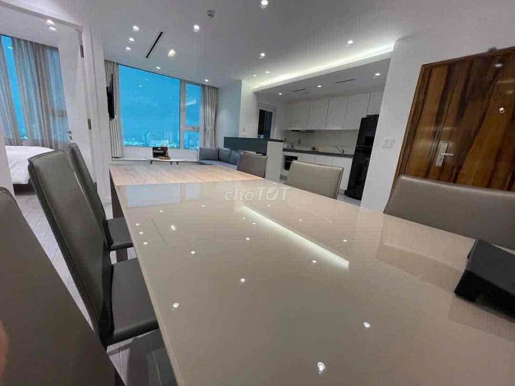 Two bedrooms, two bathrooms, full interior of Trương Định balcony, District 3.