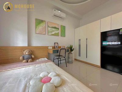 The balcony apartment is 35 meters new houses full of fine interiors on Chu Văn An.