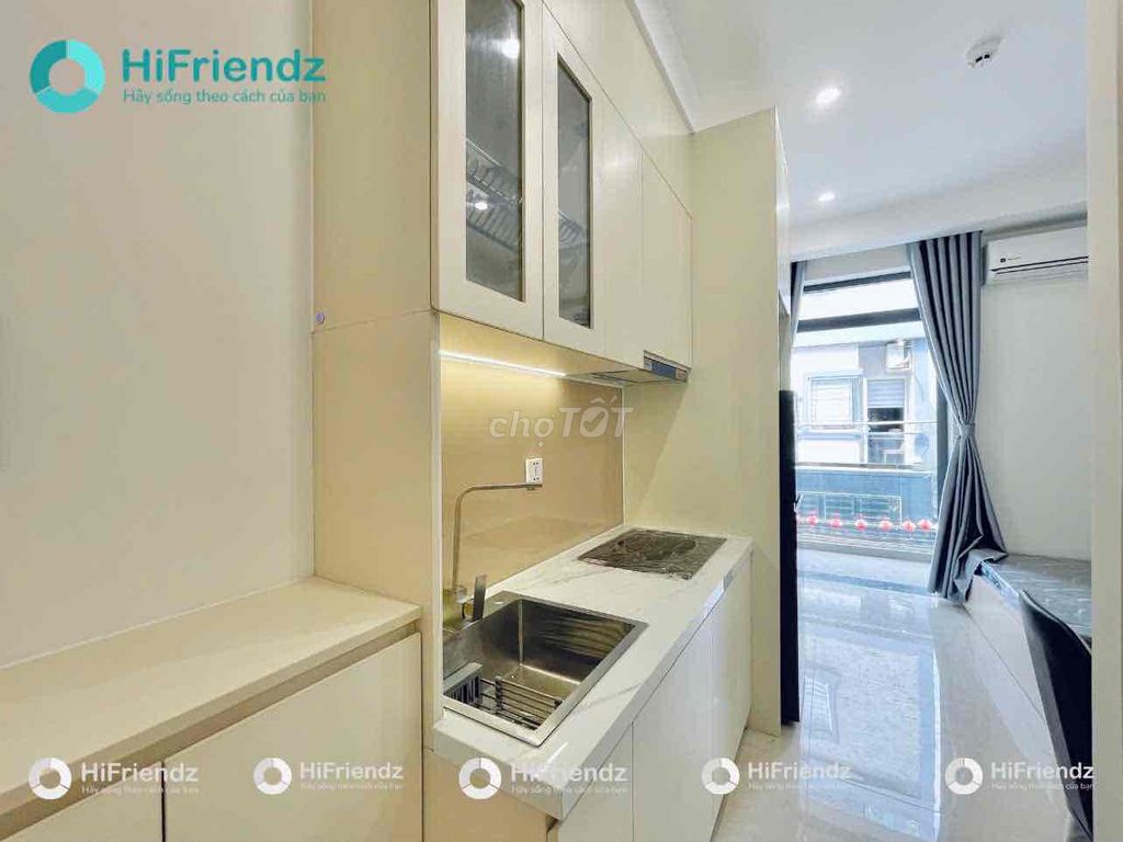 The new studio apartment is full of furniture, the private washing machine at the law college.