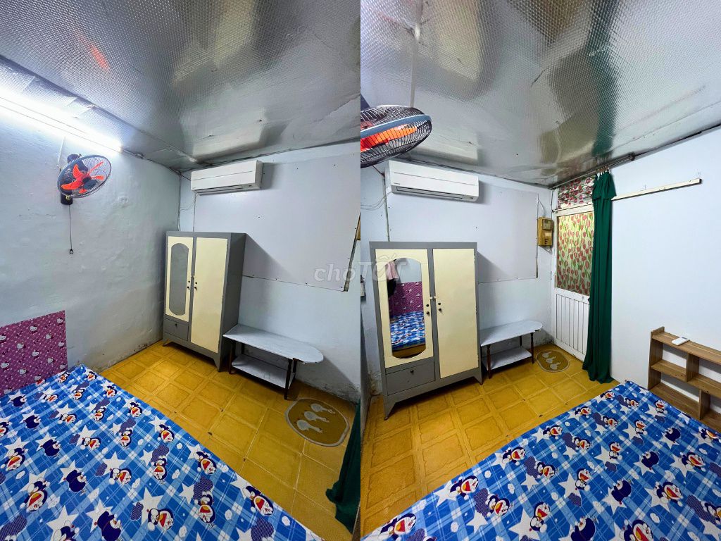 Three students in the District Inn. - There's an interior - private toilet.